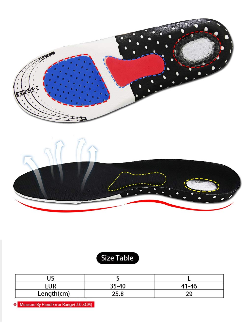 1 par de Plantillas de Gel de Silicona Suave para Correr Deportivas para pies, Hombre y Mujer, Almohadilla ortopédica, Suela de Zapatos(L)