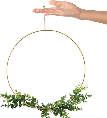 Miniatura 3 de ZOOFOX Paquete de 12 centros de mesa de aro floral de metal con soporte, aro de metal grande de 12 pulgadas para manualidades, anillos de aro