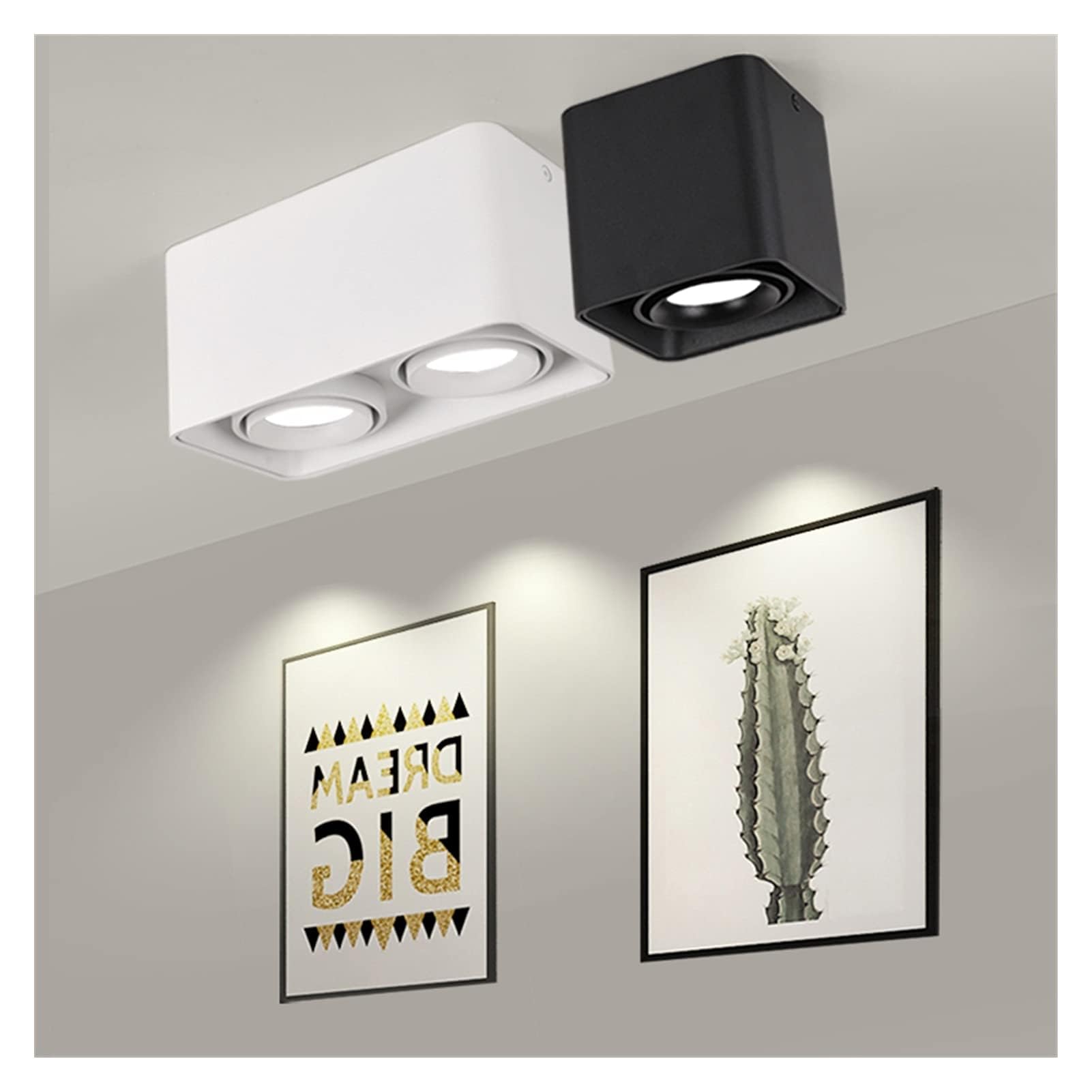 Faretti da soffitto dimmerabili LED Quadrati da Parete Faretto da soffitto a Testa Singola/Doppia IP52 Faretto da Incasso 20W 3000K