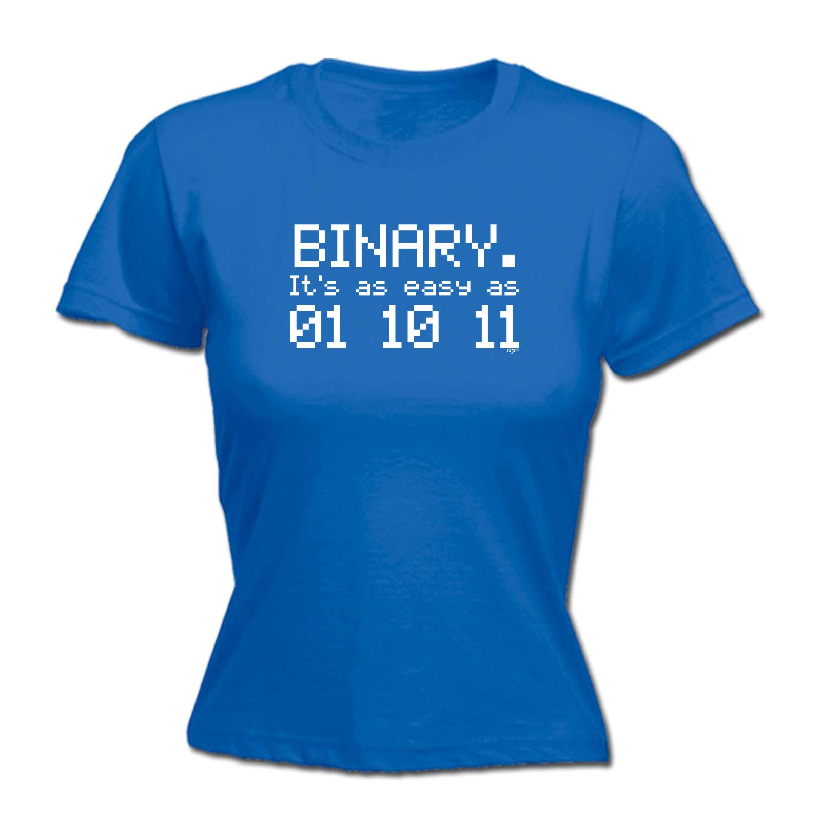 Funny Novelty Tee - Binary Its As Easy 1 11 Womens Fitted Cotton T-Shirt Top T Shirt Clothing