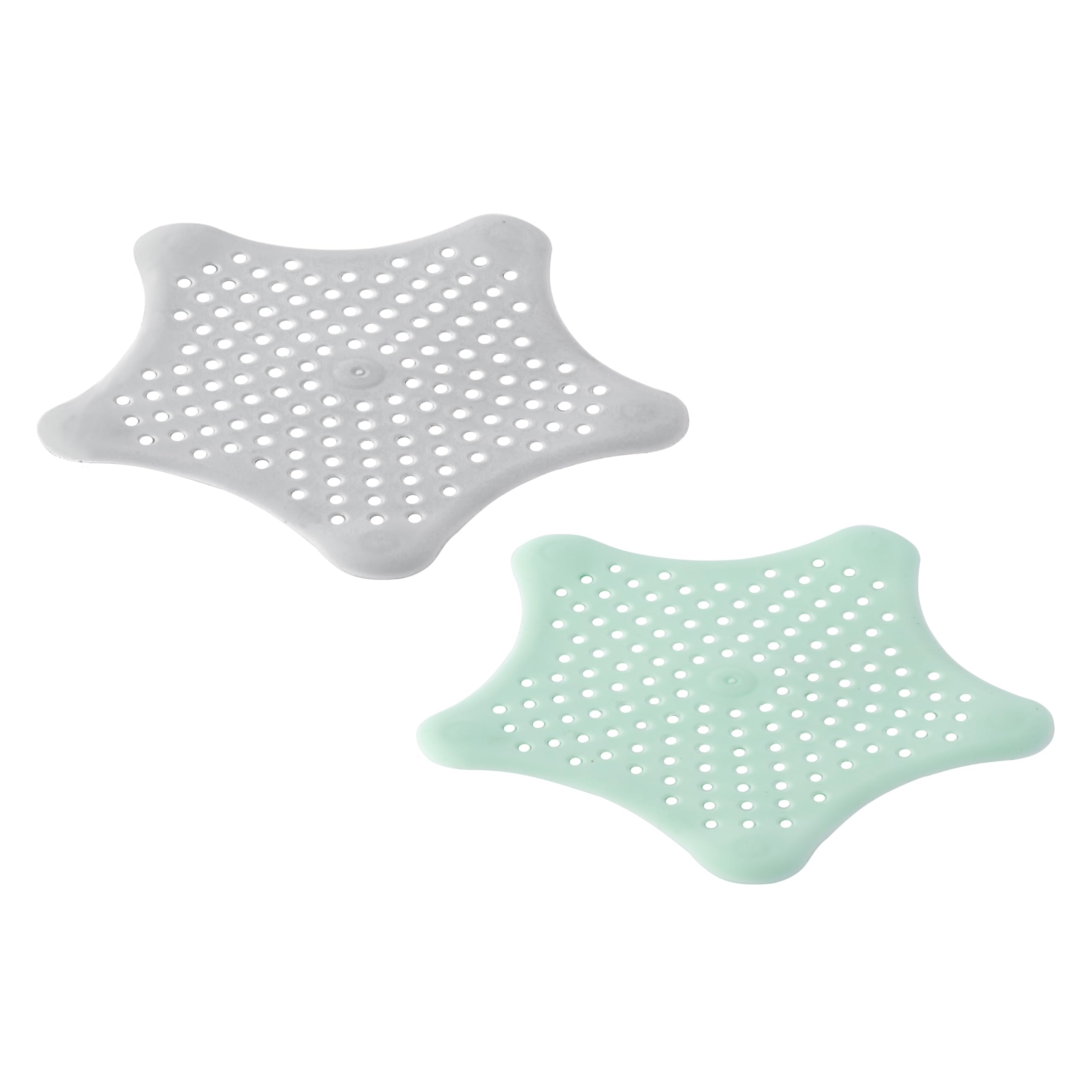 Shower Drain Hair Catcher 2 Pcs - Flexible Bathroom & Shower Drain Cover - Silicone Sink Strainer, Multipurpose Sink Filter - Star Shaped Drain Cover Kitchen Sink