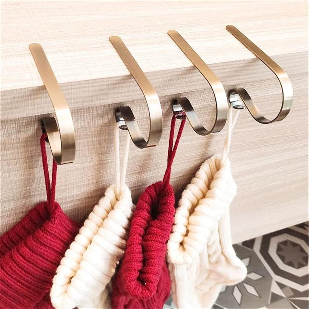 1 Set 4 Pcs Christmas Stocking Holders Hooks Fireplace Mantel Hangers Metal Hanging Hanger Hooks (Color : A, Size : One Size) (B One Size)
