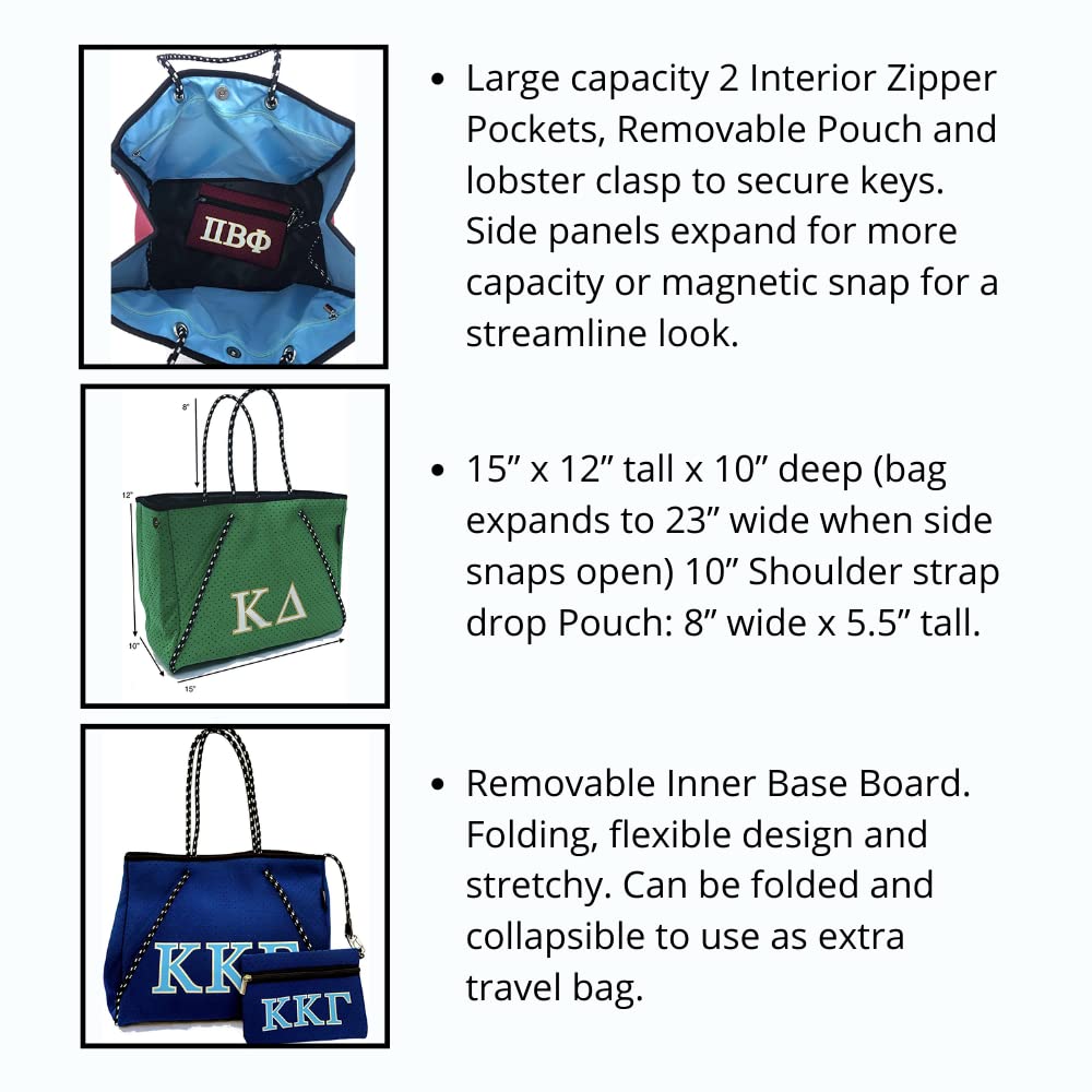 Dallas Hill Designs Sorority Tote Bag For Women Neoprene Shoulder