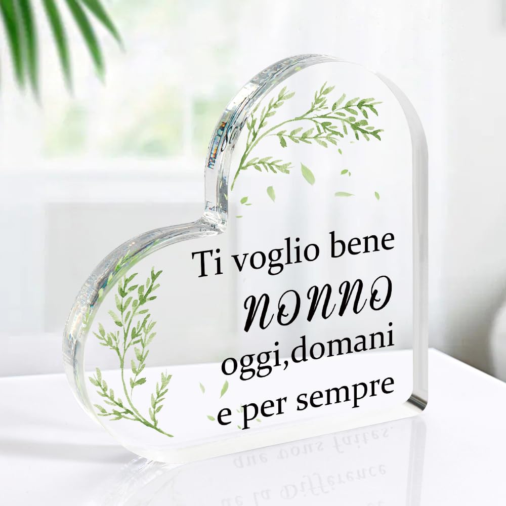 Targa Acrilica Per Nonno Con Base Legno - Regalo Emozionale Per Compleanno, Festa Del Papà O Dei Nonni - Foto 7