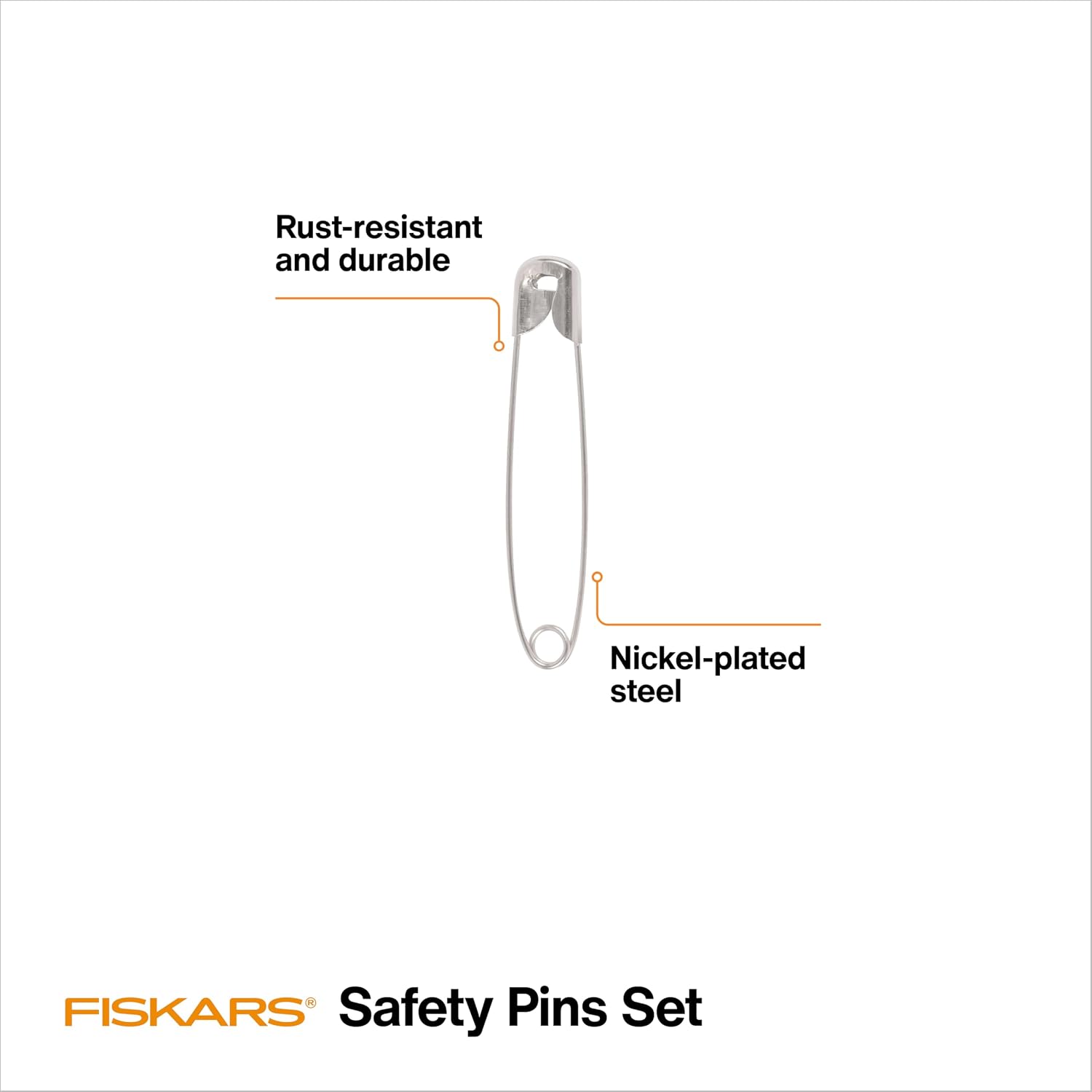 Fiskars Safety Pins, Large Safety pins, for Crafting, Sewing Accessories and Supplies, 1 1/2 Inch, 20 Count