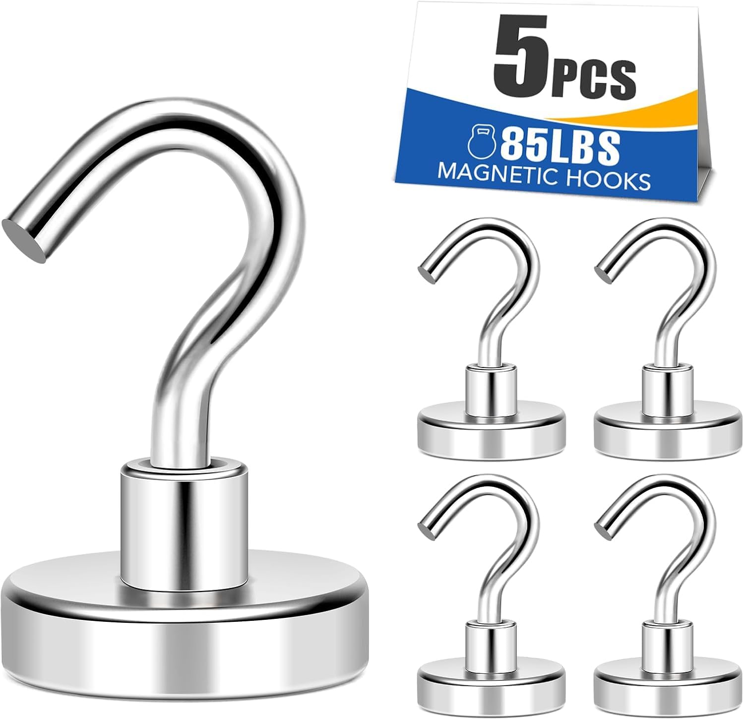 MIKEDE Magnetic Hooks Heavy Duty Cruise Essentials 85LBS Strong Magnet 5Pcs