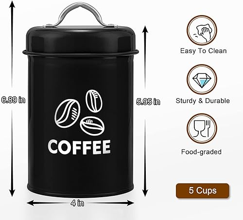 Miniatura 2 de P&P CHEF Juego de 3 botes de cocina de metal con tapa para té y café, tarros de almacenamiento de alimentos, recipientes vintage para dulces,