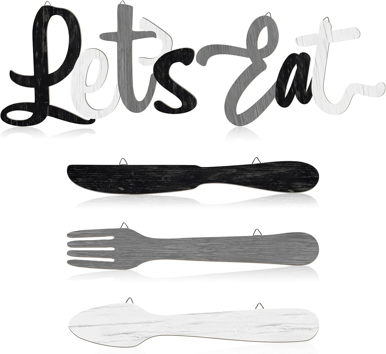 Jetec 5 Pcs Let’s Eat Sign Kitchen Wall Decor Fork Spoon Knife Kitchen Decor Sign Rustic Farmhouse Wooden wall decorations for Home Dining Room Bar Cafe Restaurant(Black, White, Gray) Jetec 5 Pcs Let’s Eat Sign Kitchen Wall Decor Fork Spoon Knife Kitchen Decor Sign Rustic Farmhouse Wooden wall decorations for Home Dining Room Bar Cafe Restaurant(Black, White, Gray)
