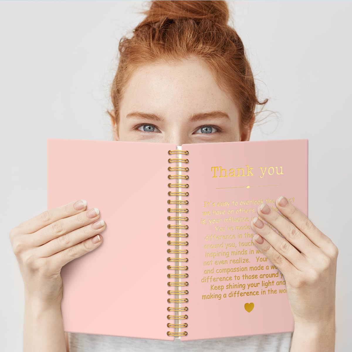 QYUVK Cuadernos en espiral de tapa dura de 160 páginas de color rosa y dorado, divertidos regalos de agradecimiento para mujeres, hombres, compañeros de trabajo, mentores líderes, regalos de