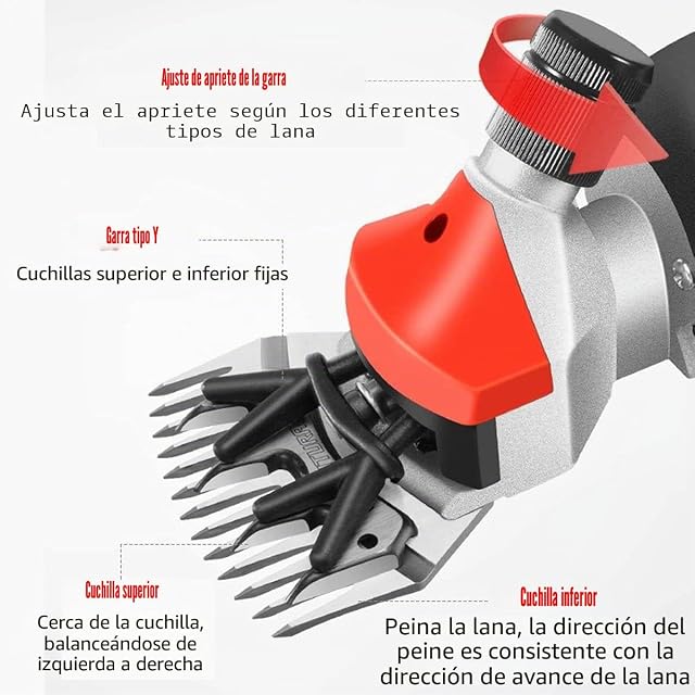 Foto 7 de 8 de PGCUUNR wz Máquina Esquiladora de 1200W 6 velocidades 13 Dientes, Trasquilador Eléctrica para Oveja Cabras