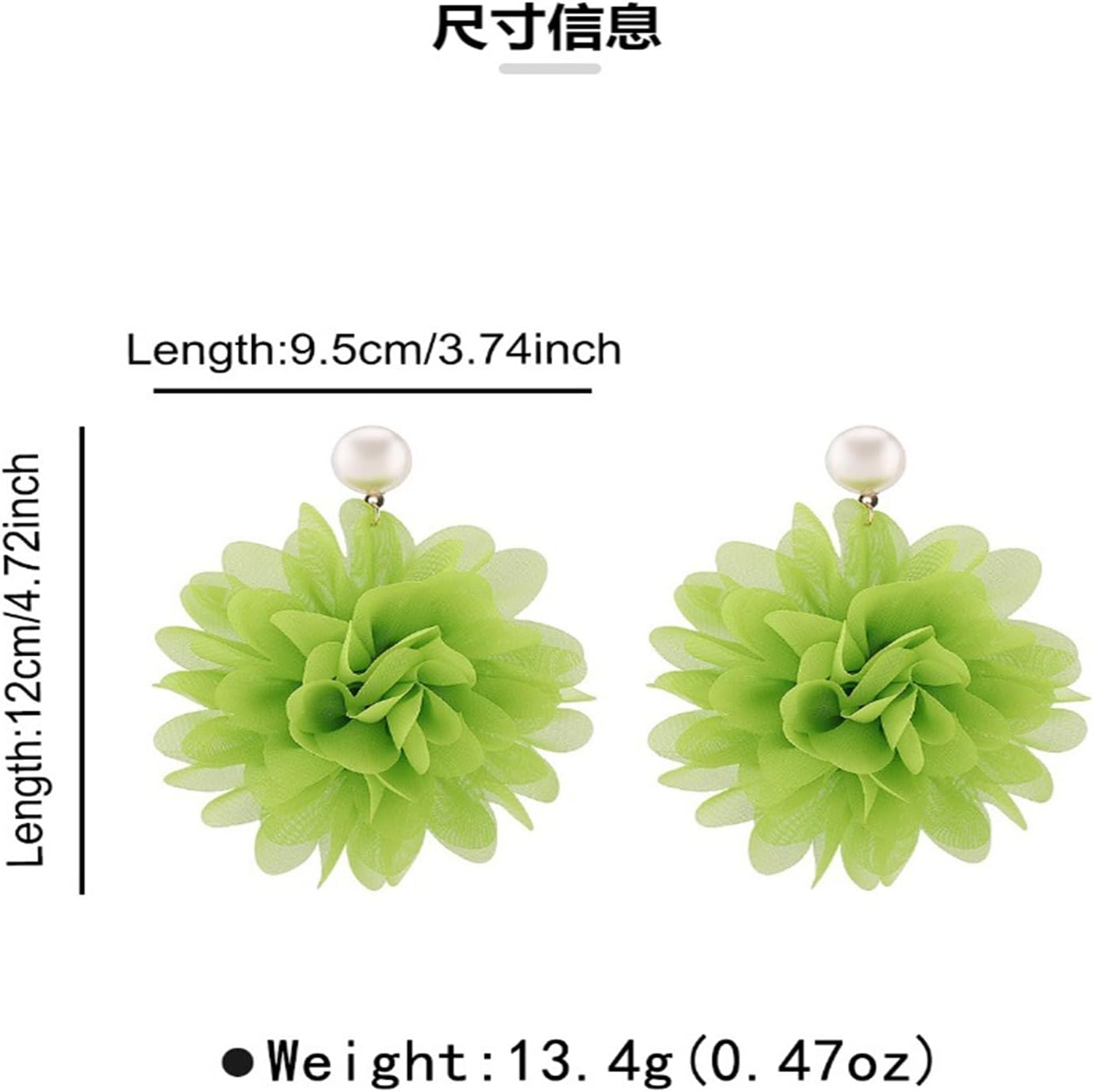 Boho Fabric Flower Dangle Earrings for Women,Vintage Colorful Big Flower Earrings Pearl Camellia Earring Statement Summer Wedding Vacation Earring Birthday Holiday Jewelry - Image 2