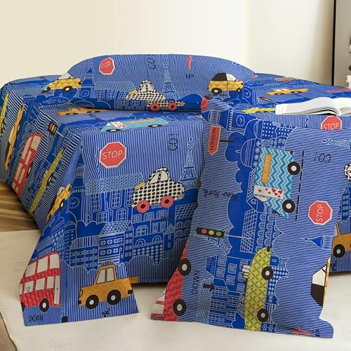 Image of Weave & Decor Cotton Feel Kids Bedsheet Double Bed 90x90 inches, Soft Fabric, Includes 2 Pillow Covers 20x30 inches