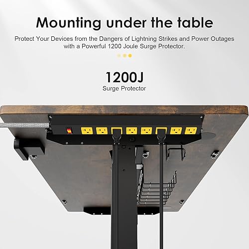 Miniatura 6 de Regleta protectora contra sobretensiones de 20 amperios, 8 salidas de metal largo con cable de extensión de calibre 12 de 20 amperios y 6 pies para