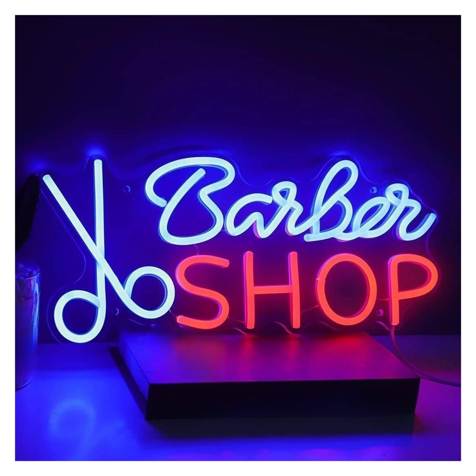 LEMST Sign Lamp Barber Neon Signs USB Powered Business Neon Lights for Store Wall Art Decor Commercial Signs 21.6cmx48cm