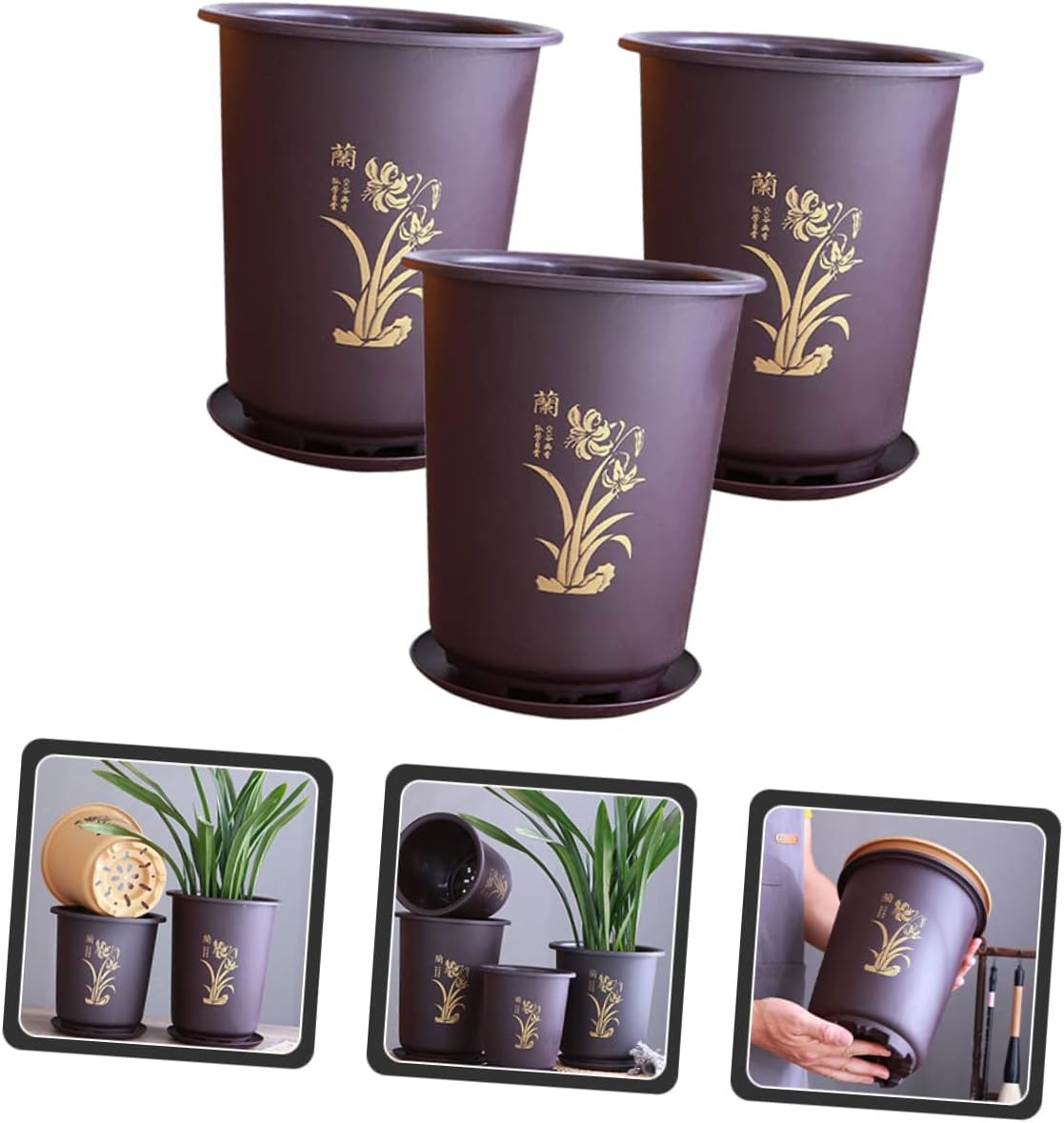 Happyyami 6 Sets Orchid Pot Plant Nursery Pots Cylinder Plant Pots House Plant Pot Gardening Pot Orchid Flower Pots Fleshy Flower Pot Window Flower Pots Bonsai Pot Planter Round Plastic