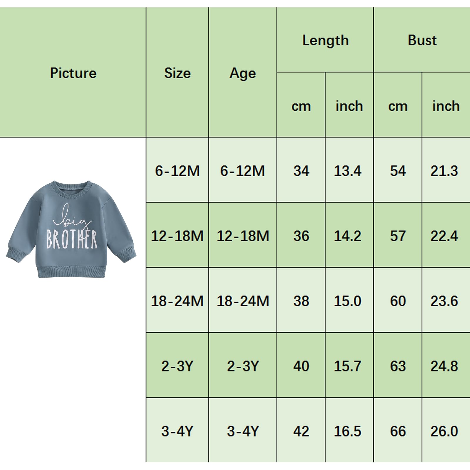 Sweat-shirt à manches longues pour enfants garçons avec inscription Big Brother et imprimé lettres