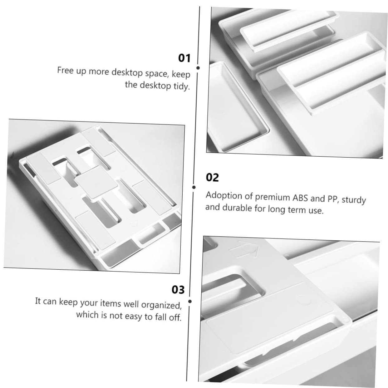 Lurrose 2pezzi Sottotavolo Estraibile Organizer Per Cancelleria e Articoli Per Ufficio Portapenne Invisibile Realizzato Materiali Di Resistente e Pratico Per Uso Prolungato