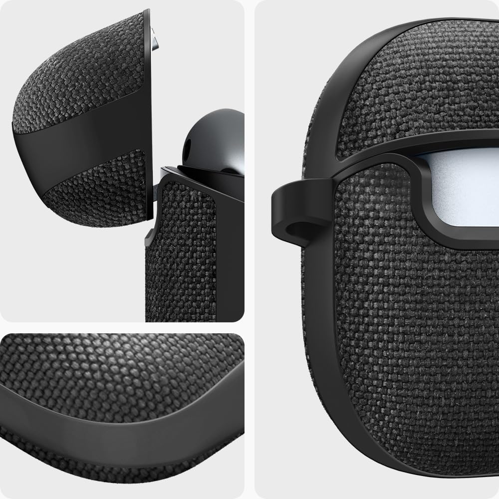 Spigen Urban Fit Designed for Samsung Galaxy Buds3 FE (2025) / Buds3 Pro (2024) / Buds 3 Case (2024) Premium Fabric Cover with Keychain - Black - Image 3