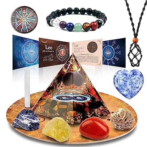 vuUUuv Horóscopo Orgone Pirámide ，Leo Cristal Curativo Set de Regalo ，Zodiac Signo Piedras a Companion Birthstone, para Astrología ，Reiki，Energy, Meditación | Ya disponible en tu tienda friki favorita! En mundofriki.es!