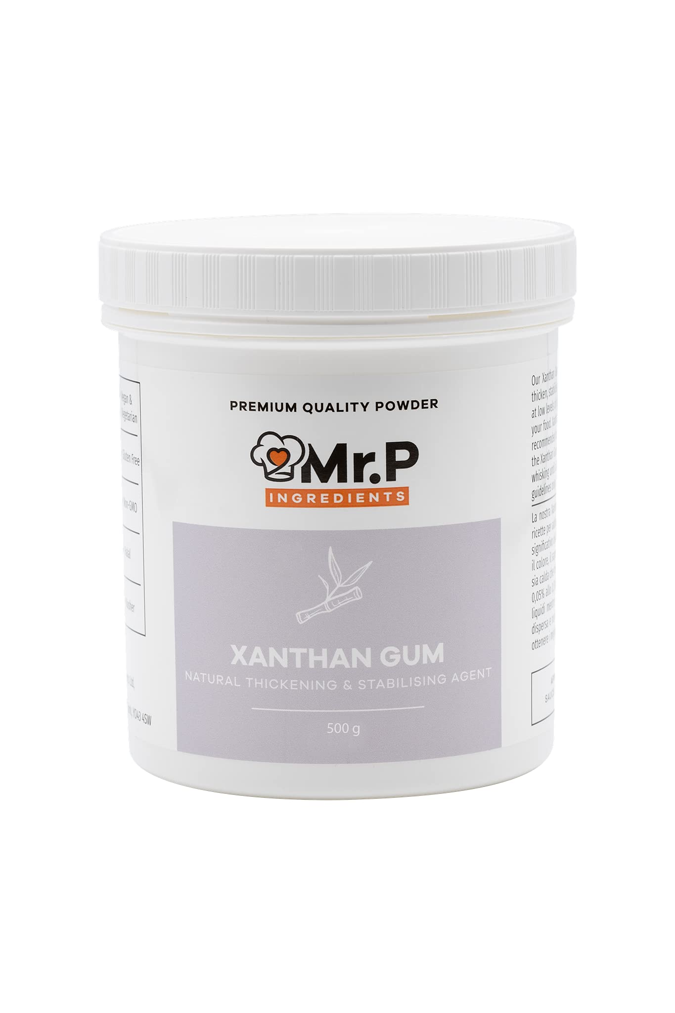 Mr.P IngredientsXanthan Gum 500g Powder Thickener Stabiliser Ideal For Making Soups Sauces Gluten Free Baking Ice Cream VEGAN Vegetarian Gluten Free Halal Kosher Non-GMO (Recyclable Pot)