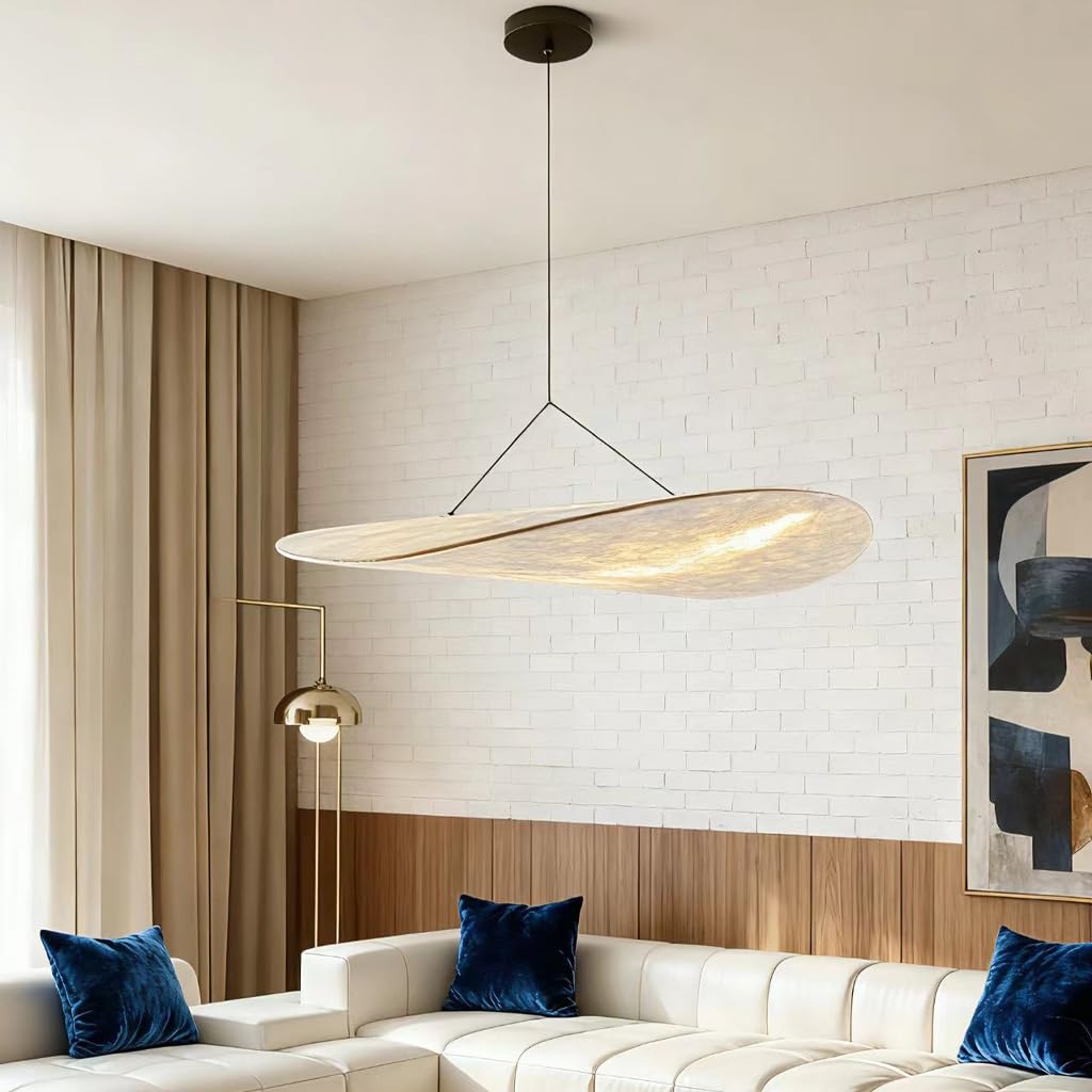 Trutipon Modern pendant lamp artistic silk design LED three-color dimmable light Wabi-sabi style ceiling light with adjustable hanging height suitable for living room dining room bedroom and bar