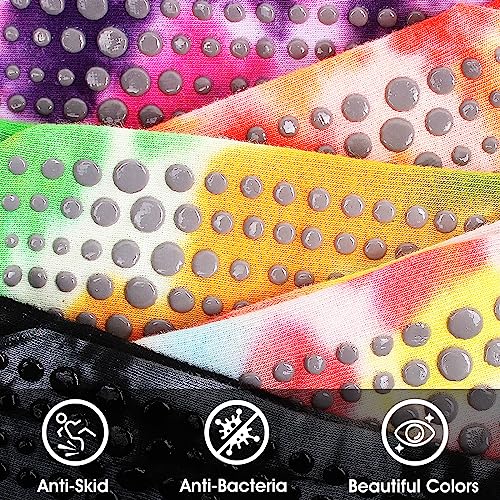 Wanzhihui Non Slip Grip Socks For Women- Cotton Tie Dye Socks With Grips For Yoga, Pilates, Hospital And Home Workout #TOP1