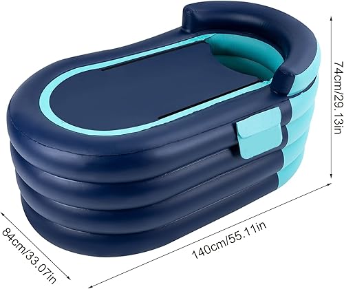 Miniatura 2 de Bañera inflable azul con bomba de aire eléctrica y cable USB, bañera inflable portátil para interiores o exteriores, bañera plegable independiente