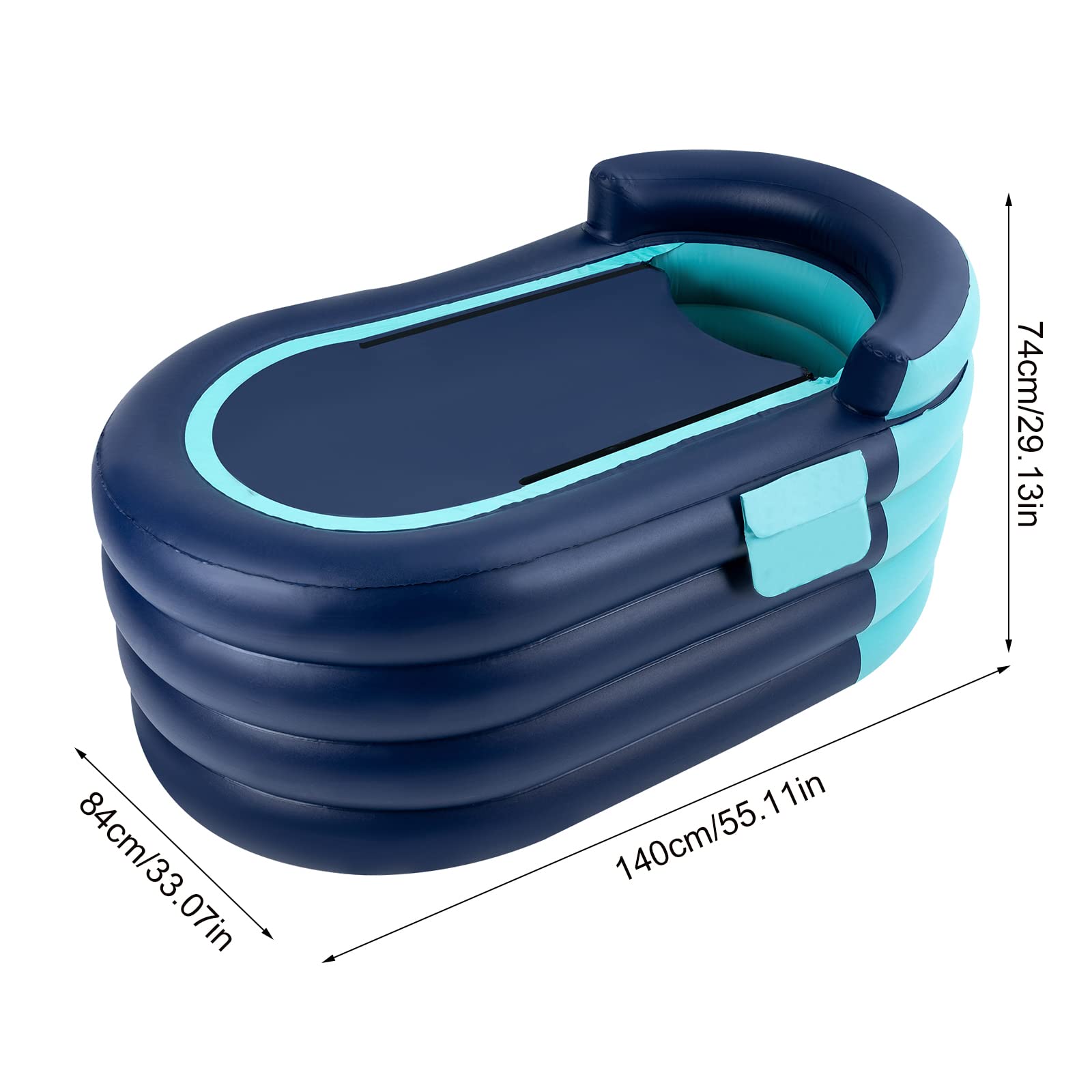 Bañera portátil hinchable para adultos, con respaldo para baño, ducha y balcón, hasta 100 kg, 84 x 140 x 74 cm