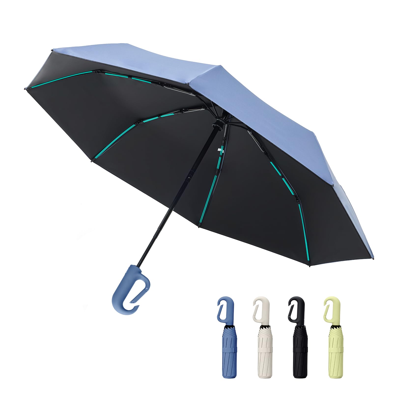 KESHEYOUXUAN Compact Automatic Folding Travel Umbrella-Windproof Rainproof, PF50+ Sun Protection for Hiking,Outdoor,Chool,Golf Course & Daily Use,