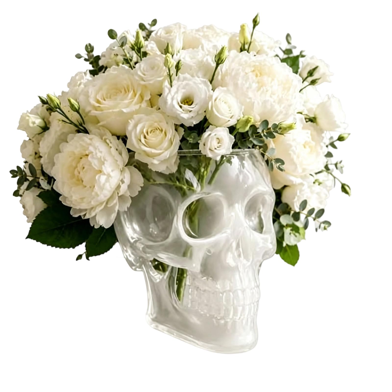 Generic Spooky Face Hanging Flower Pot Multi-Purpose Translucent Gothic Skull Planter Skeleton Wall Hanging Vase for Festival Party Decor