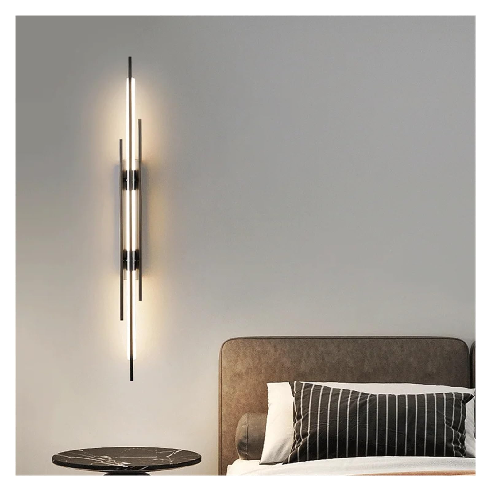 Prettiee Wall lamp, Modern LED Long Wall Lamp Bedroom Bedside Living Room Dining Loft Light Staircase Corridor Sconces (Warm White 80CM black)