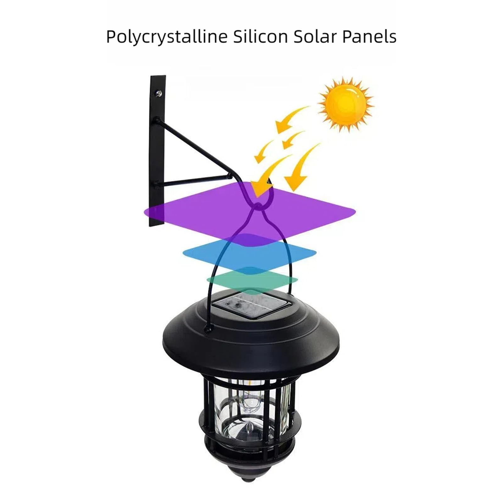 Solarna lampa ścienna zewnętrzna wisząca IP65 Wodoodporna lampa ścienna z kloszem przezroczyste szkło oświetlenie ścienne z czujnikiem ruchu, balkon, taras (czarne białe światło, 1 sztuka)