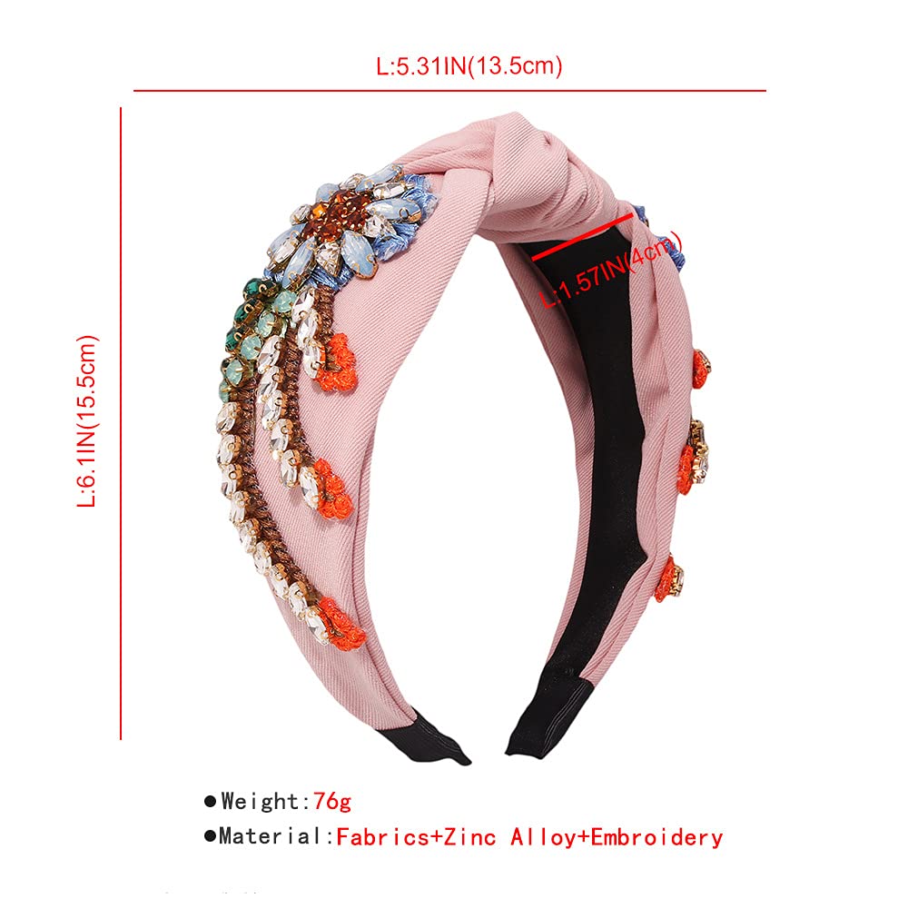 Frauen Bunte Strass Stirnband Turban Handgemachte Casual Stirnband Zubehör F3312-Lila