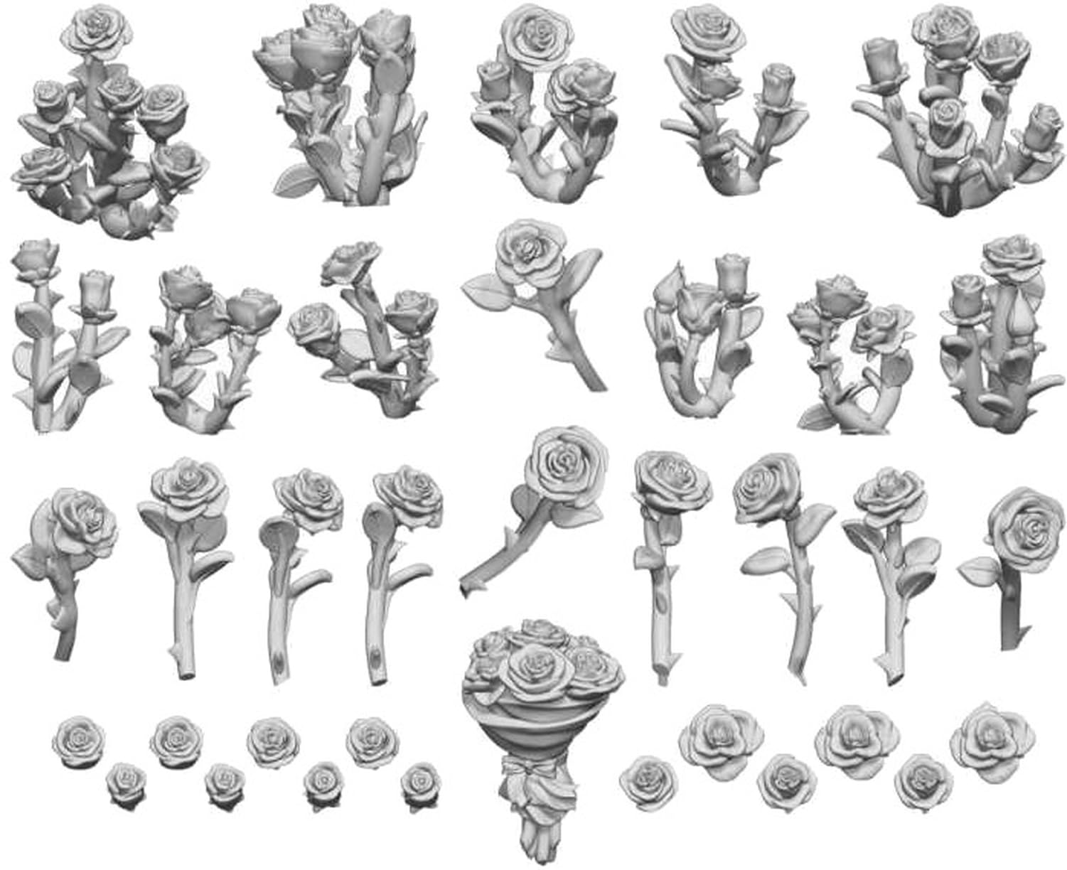 Green Stuff World 3D Printed Resin Bits - Roses 1:48