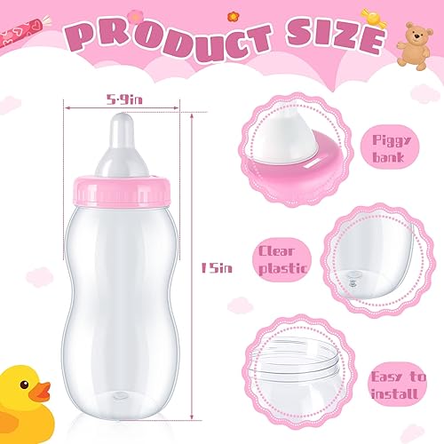 Miniatura 2 de 2 biberones grandes de 15 pulgadas para el juego de la ducha botella de leche de plástico para bebé alcancía botella grande banco de dinero para