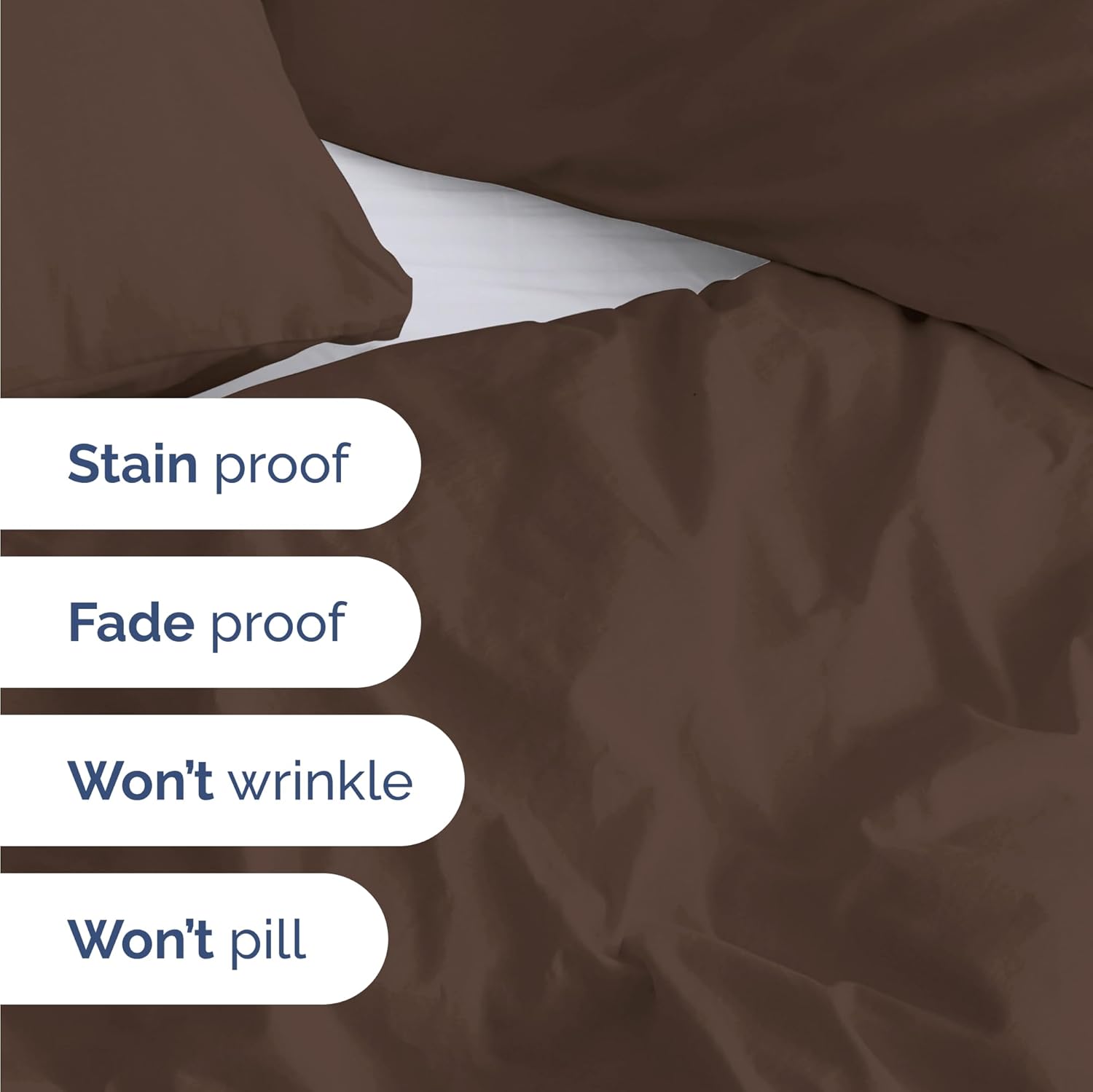 Wrap Around Dust Ruffle Bed Skirt + Duvet Cover Bundle - Brown - for Full Size Beds with 15 Inch Drop - Elastic Strap - Adjustable Pleated Bedskirt Fabric - Wrinkle Free - For Women, Men, Kids & Teens