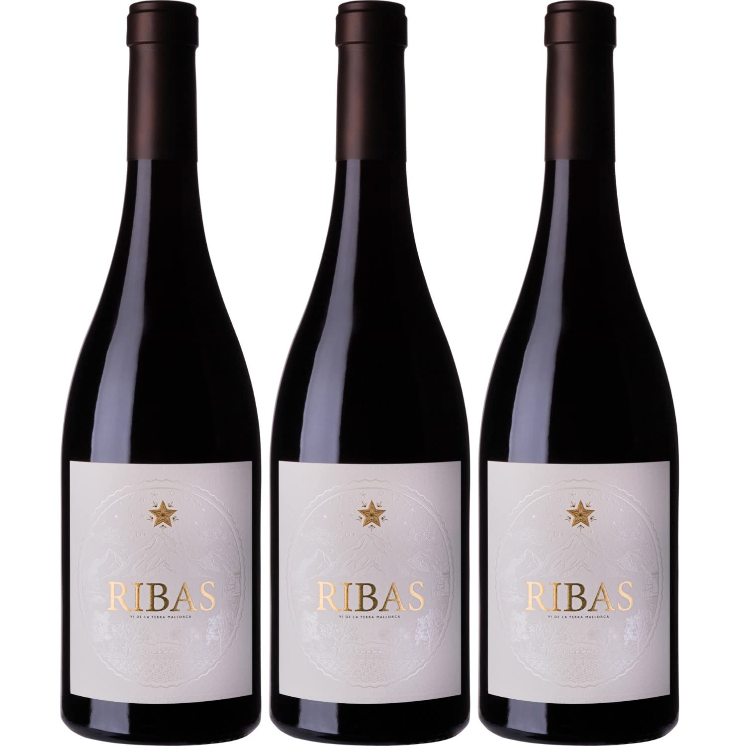 Bodegas Ribas Negre Rotwein Wein trocken Bio Mallorca Spanien I Visando Paket (3 Flaschen)
