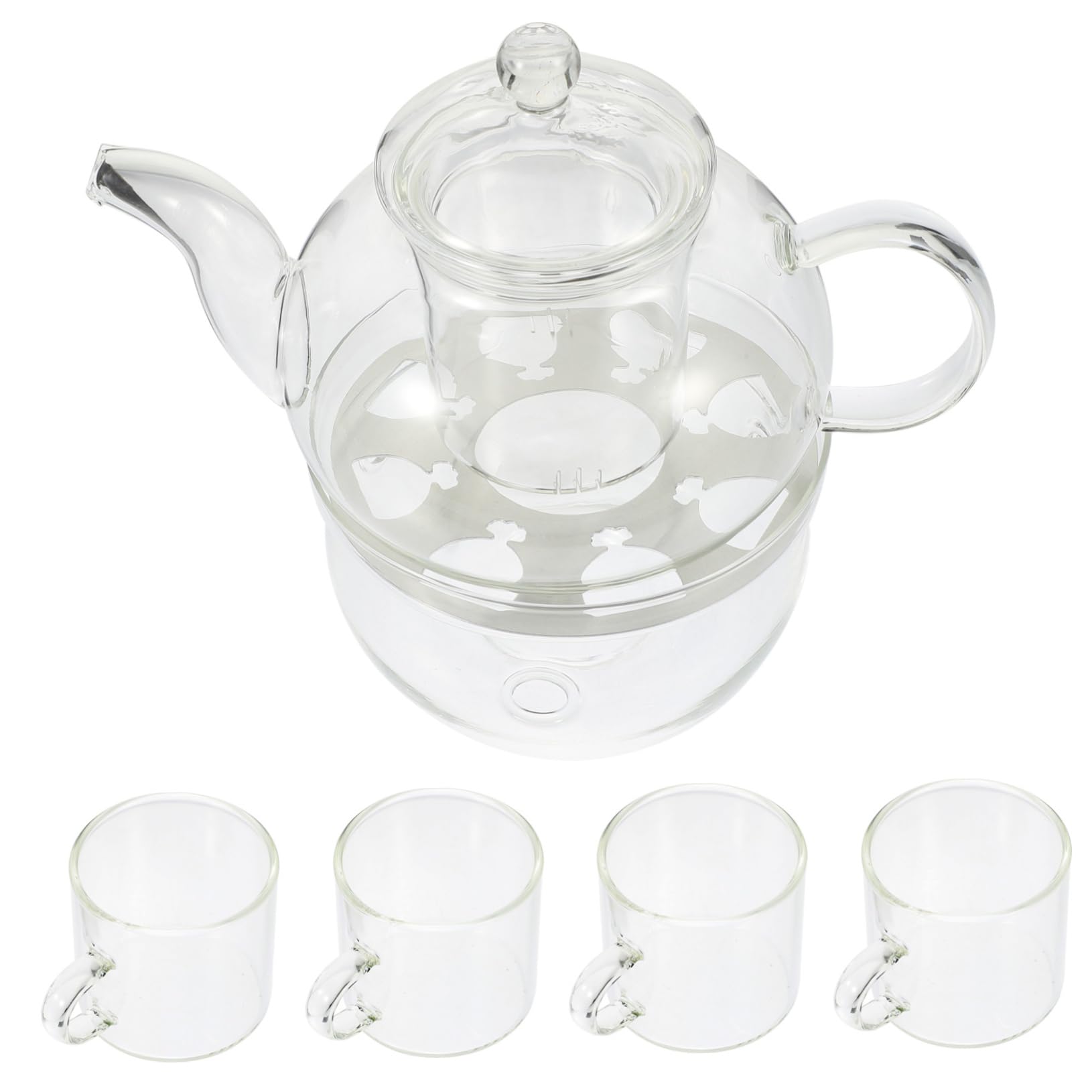 ULTECHNOVO Hitzebeständiges Teeservice aus Glas mit Teekanne Tasse und Kerzenhalter Anti Scalding Funktion Elegantes Design für Chinesische Kung Fu Tee Zeremonien