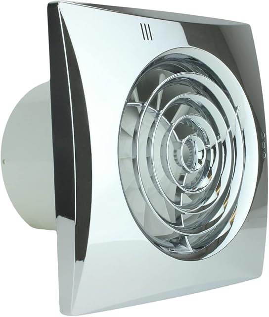100mm Environment friendly Chrome Quiet Powerful Bathroom Kitchen Extractor Fan 4 inch Shower Wall or Ceiling Mounted Ventilation Mould Control for 100 mm Ducting Simple Silent Toilet badlüfter fan