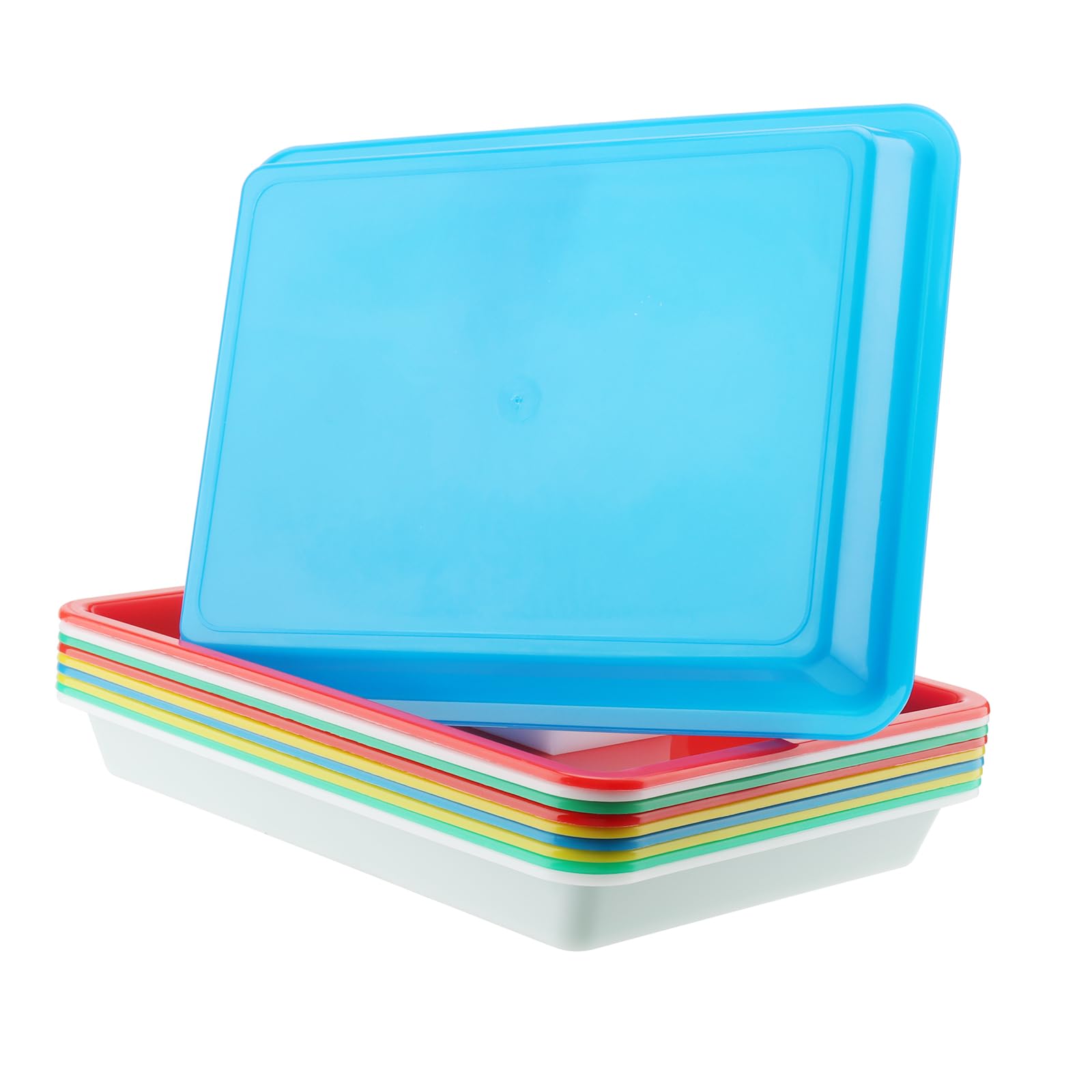 10 sztuk tac do aktywno?ci z tworzywa sztucznego, 28 x 21 x 3 cm, wielokolorowe tace plastikowe, tace do majsterkowania, mo?na uk?ada? w stos, taca do serwowania z tworzywa sztucznego