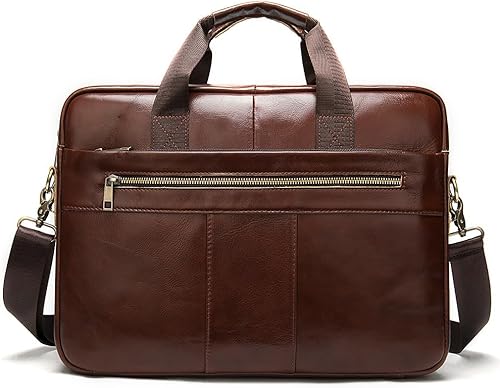 Maletín vintage de cuero genuino para hombre, bolsa de mensajero para computadora portátil con protección acolchada para caja de regalo de