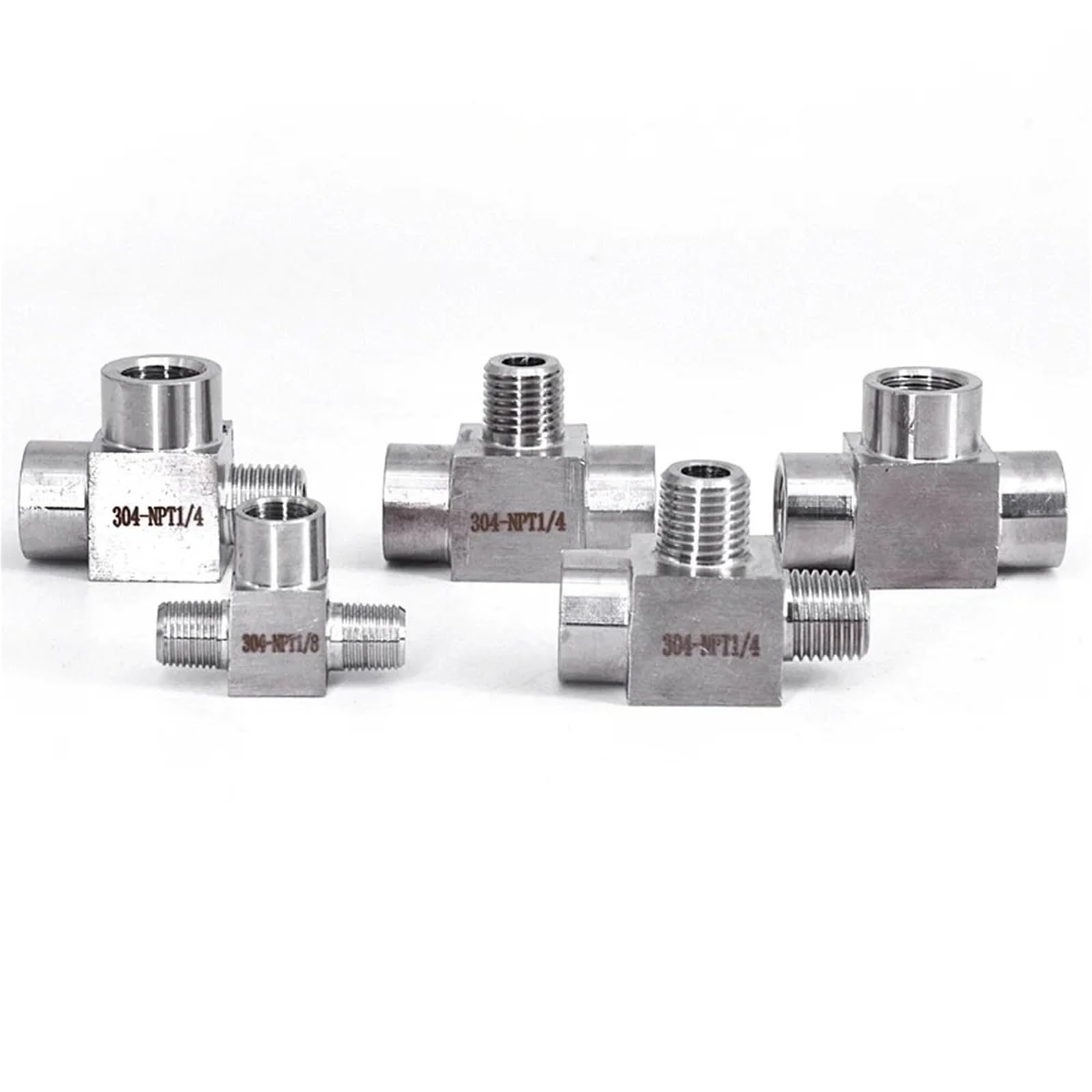 10 piezas de accesorios de tubería en T de acero inoxidable 304 de 3 vías, rosca NPT BSP de 0.12 pulgadas, 0.25 pulgadas, 1 cm y 0.5 pulgadas