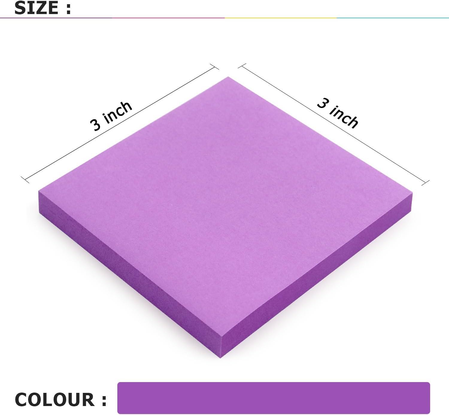 Sticky Notes 3x3 in, Self-Adhesive, 8 Pads, 80 Sheets/Pad (Purple) image 3