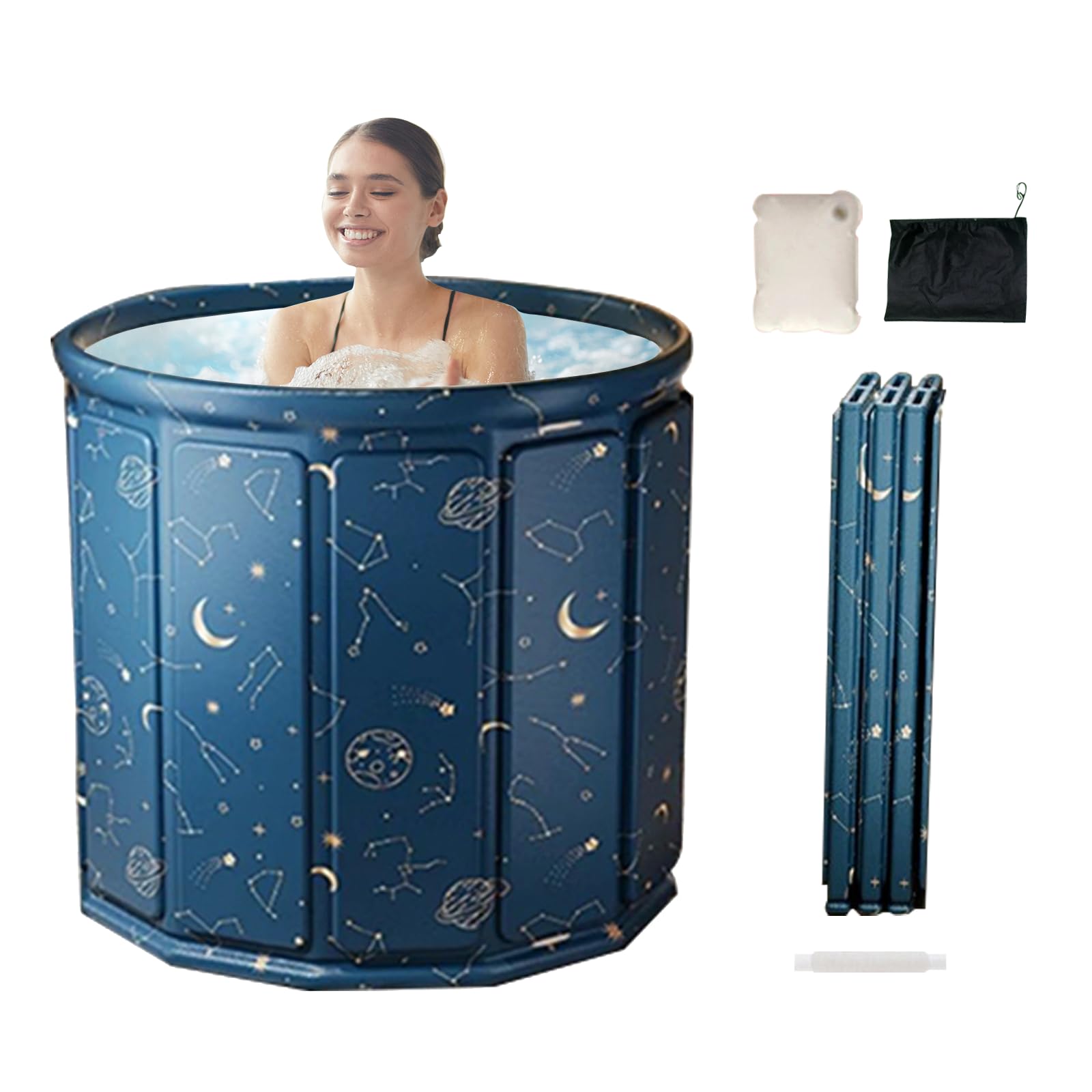 Vasca da bagno pieghevole per adulti, 80 x 65 cm, portatile