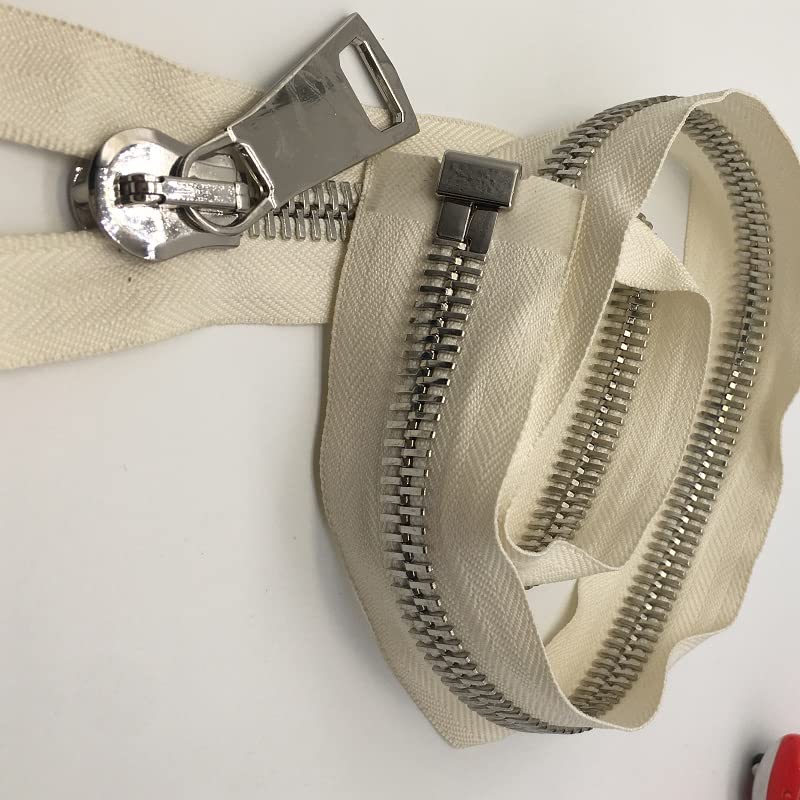 15# - Cerniera grande per cucire piumini e cappotti, 70 cm, 75 cm, 85 cm, 100 cm, per riparazione di vestiti, cerniere, colore bianco, misura 15,75 cm