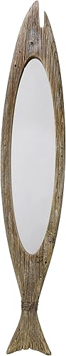 Morning View Espejo de madera de 47 pulgadas, decoración de pared, espejos náuticos rústicos para colgar, marco de madera grande, espejo decorativo