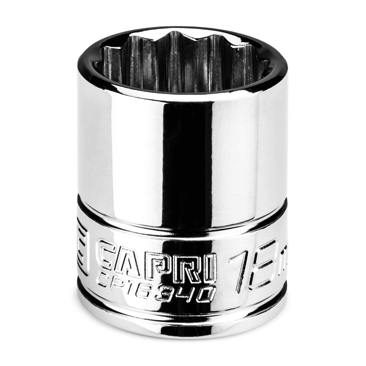 Capri Tools 18 mm Shallow Socket, 3/8 in. Drive, 12-point, Metric