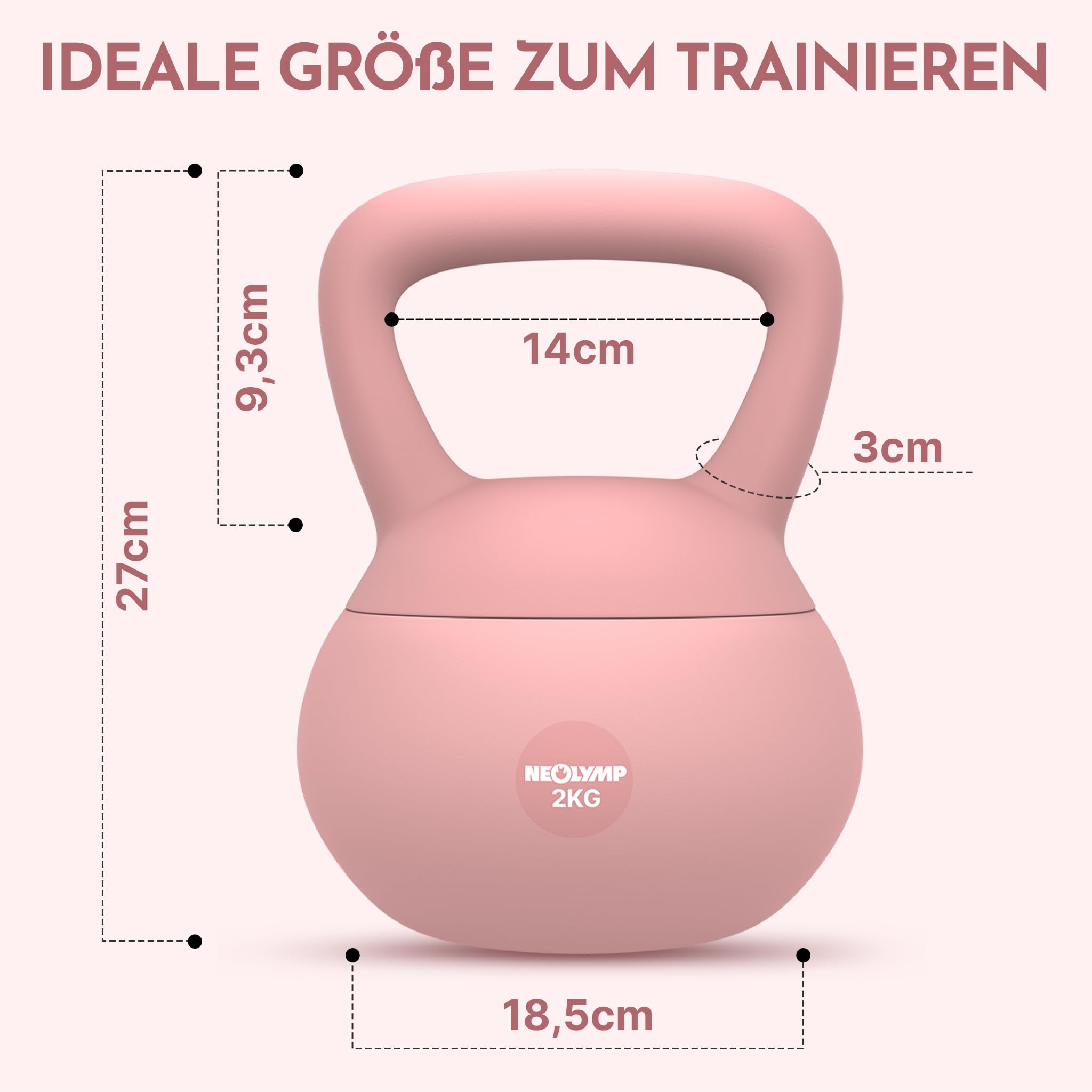 NEOLYMP Soft Kettlebell bodenschonend & leise - stoßdämpfende Kugelhantel mit Eisensandfüllung - ergonomischer Softgriff ideal fürs Homegym Kettlebell 2–12 kg Kugelhantel Set - 4