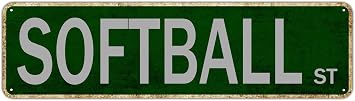 Softball Street Sign Vintage Road Poster Home Decoration Retro Avenue Tin Sign Room Decoration Wall Art Outdoor Decoration Decorative Plaque 16in x 4in