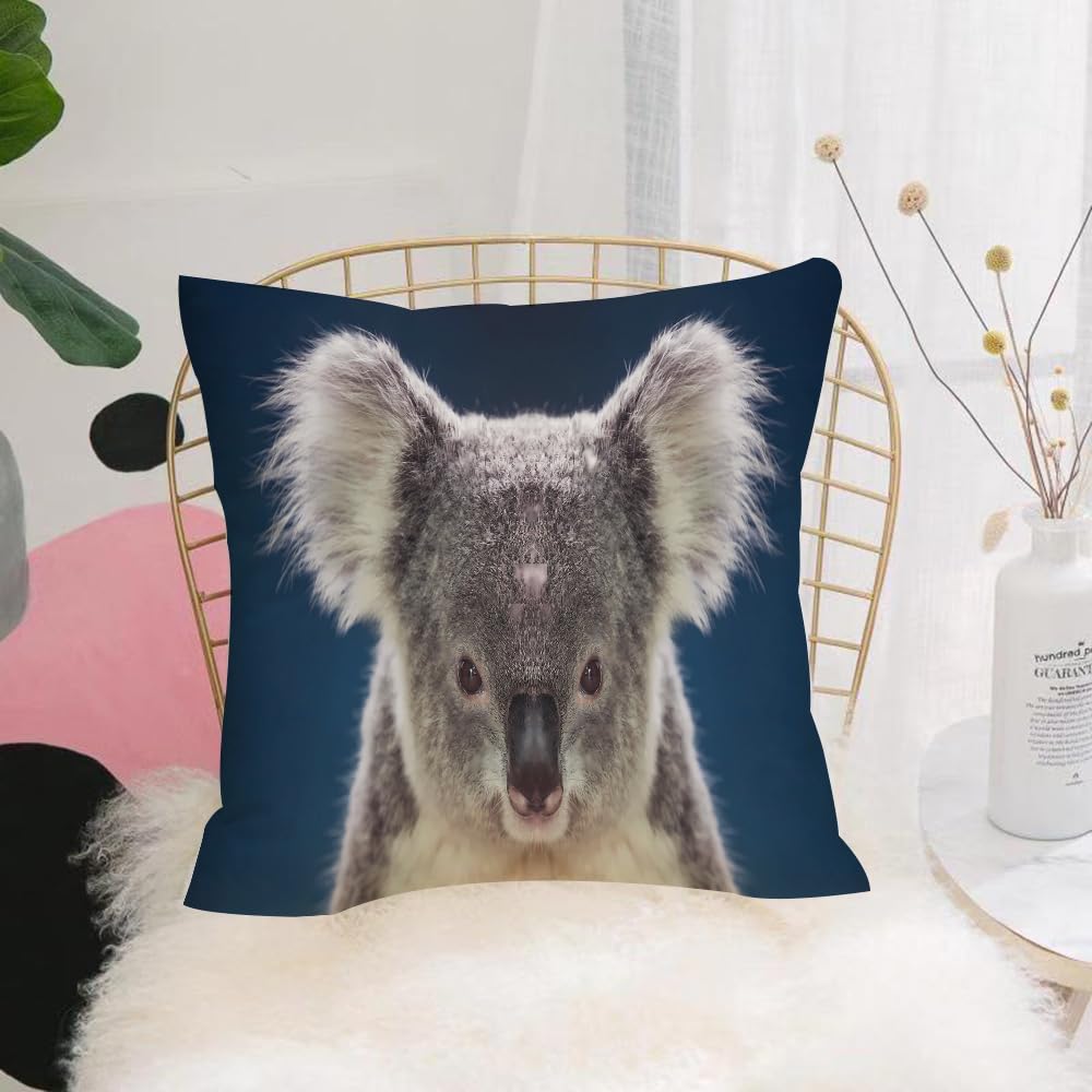 Hyosxw Koala, With A Blues Background, Fluffy Ears, - A3 Cushion Cover,Throw Pillow Case Home Decorative For Living Room Bedroom Sofa Chair 18X18 Inch,Koala, With A Blues Background, Fluffy Ears, And Gentle Eyes,Pillowcase 45X45cm